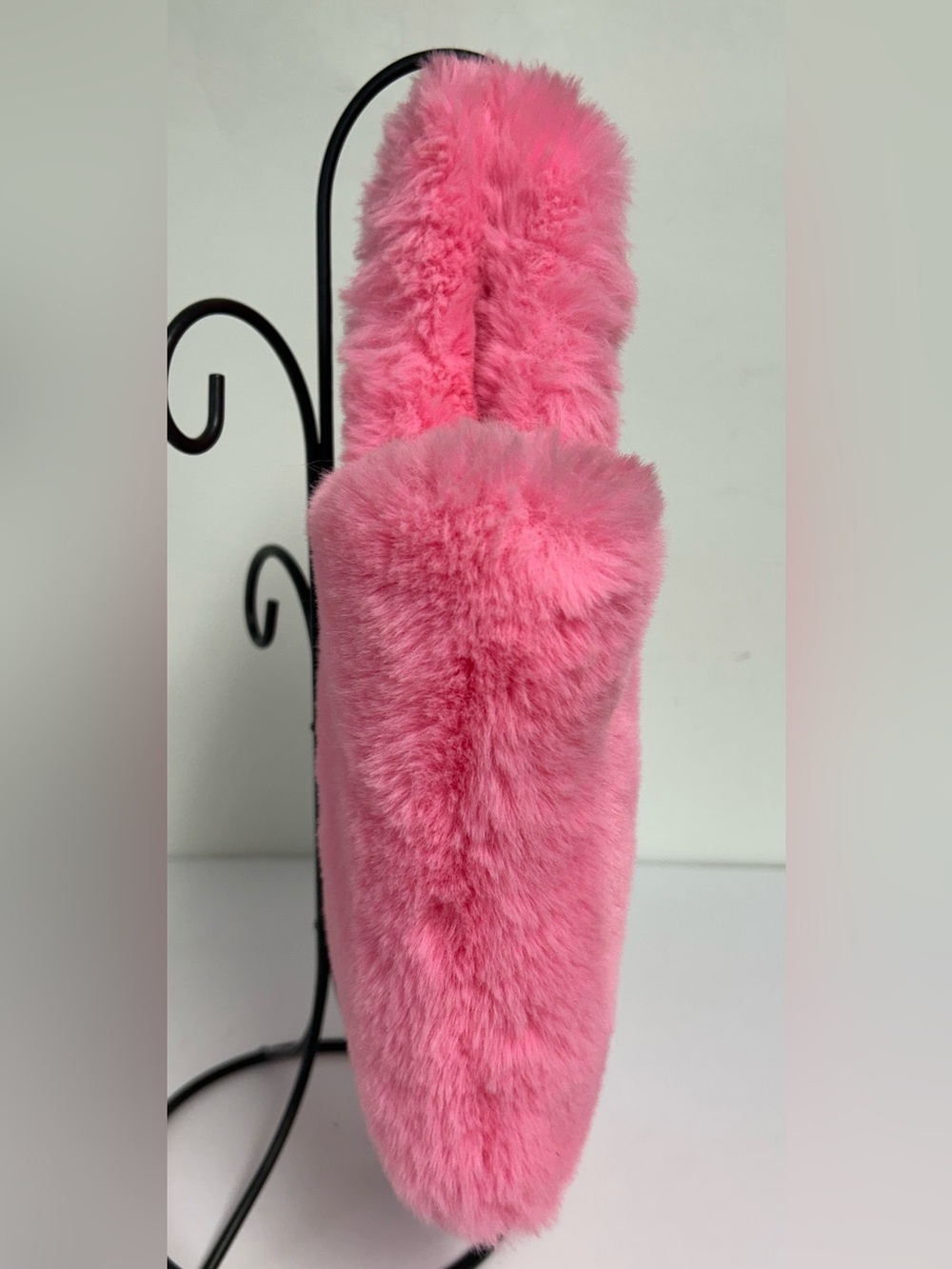 OKPTA Soft Pink Fluffy Faux Fur Double Handled Magnetic Closure Mini-Tote Bag - Picture 5 of 10